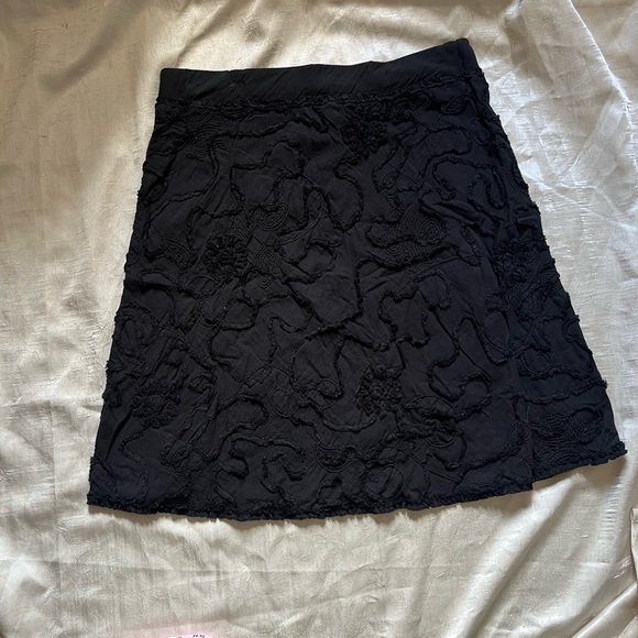 Max Studio Black Floral Textured A-Line Skirt - Picture 2 of 5